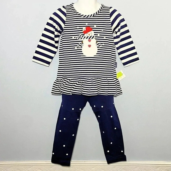 Le Top Boutique Toddler Girls Snowman Holiday Top & Pants Outfit Set Sz 24M NWT - Picture 6 of 9